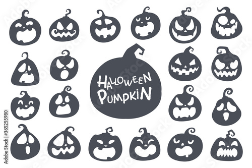 Cartoon halloween pumpkin. The shadow of the pumpkin carved a ghost face on Halloween.