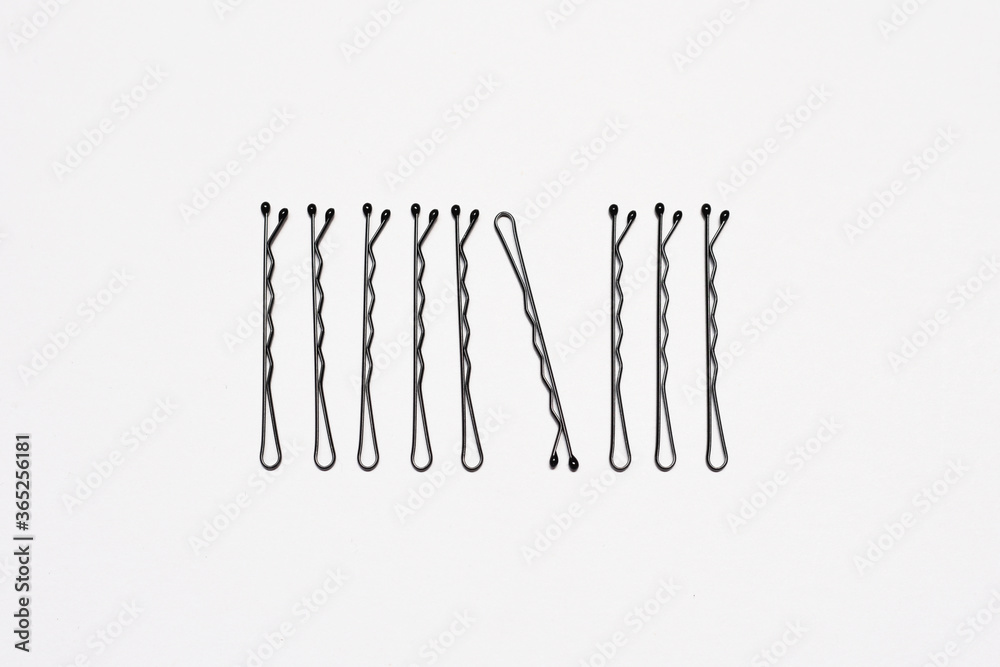 Bobby pins on a white background