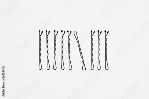Bobby pins on a white background