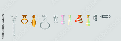 set of zipper. stock vector illustration