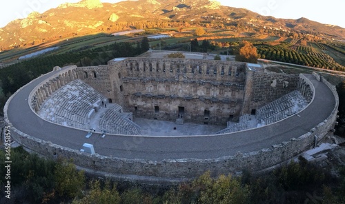 Turkey, Aspendos ancient acropolis and theatre