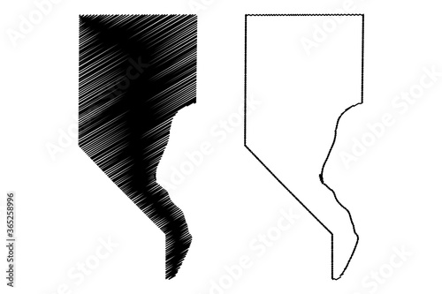 Pope County, Illinois (U.S. county, United States of America, USA, U.S., US) map vector illustration, scribble sketch Pope map