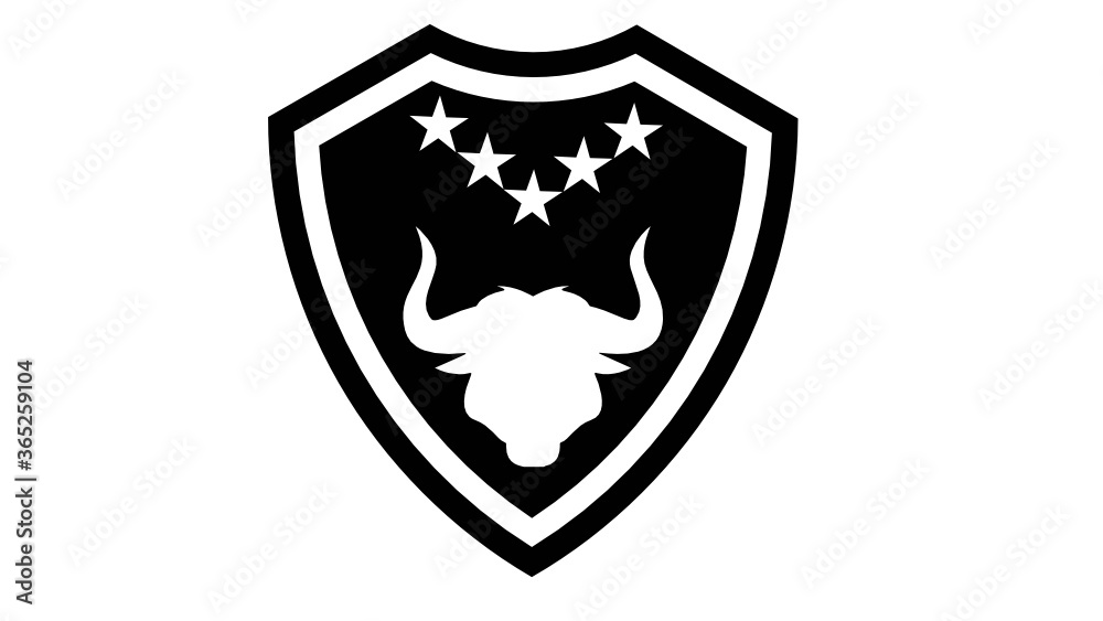 Shield with bullhead and star in Black color Shield with bullhead and star in Black color