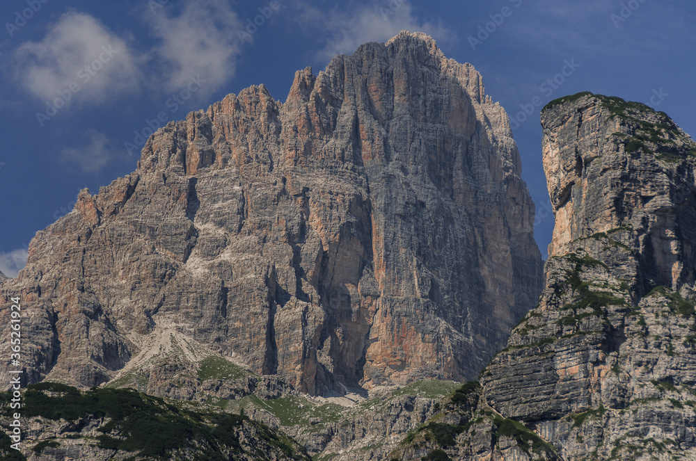 Brenta Group peaks as seen from the East, Brenta Dolomites, Trentino, Italy.