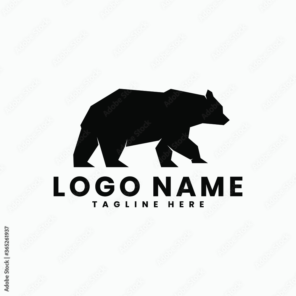 Black strong bear vector logo design template