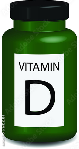 Vitamin D jar in 3D vector