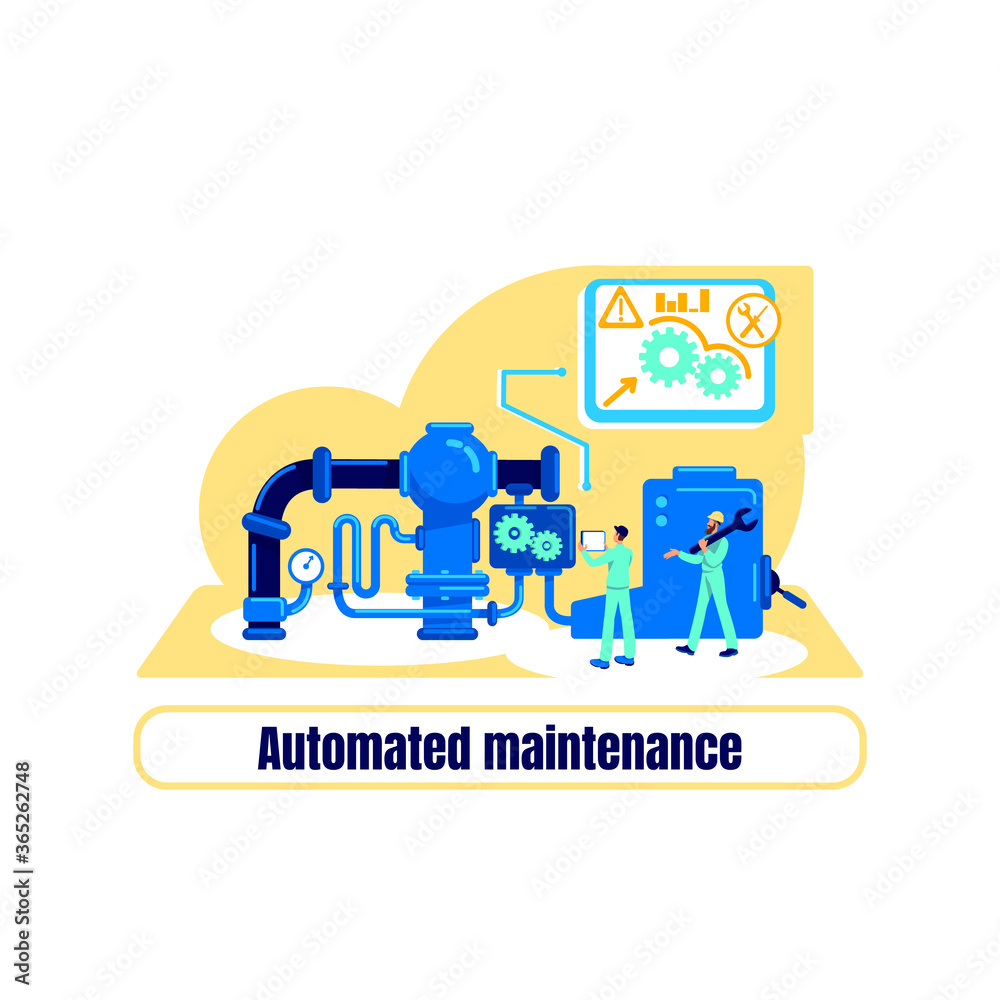 Computerized machinery flat concept vector illustration