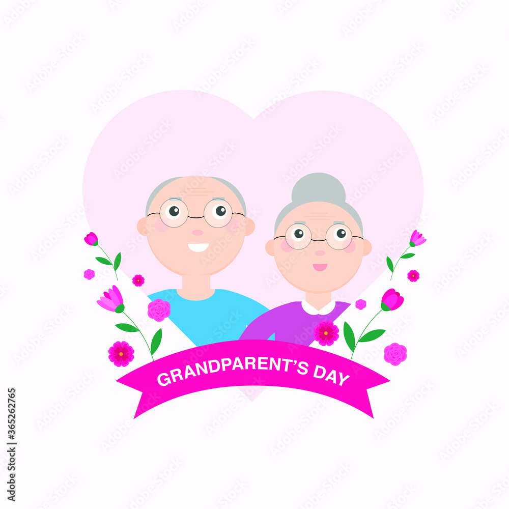 This is a cute vector card. Grandfather and grandmother in the background. For Grandparents Day. This is a cute vector card. Grandfather and grandmother in the background. For Grandparents Day.