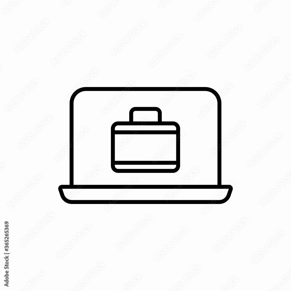 Outline laptop with suitcase icon.Laptop with suitcase vector illustration. Symbol for web and mobile Outline laptop with suitcase icon.Laptop with suitcase vector illustration. Symbol for web and mobile