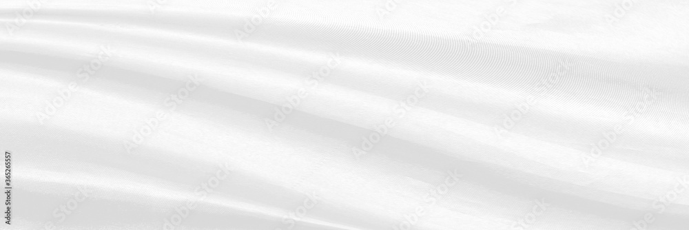White panorama clean folded curved fabric texture for elegance and background design
