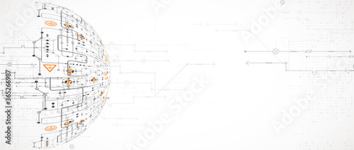 Abstract technology half - sphere background. Global network concept. Vector illustration.