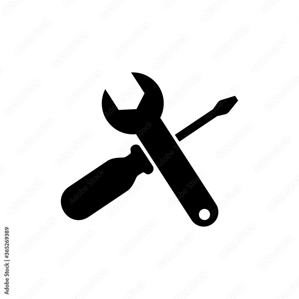 Service tools vector icon isolated on white Service tools vector icon isolated on white