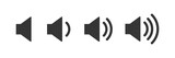 Set of volume icons. Black volume sound vector illustration