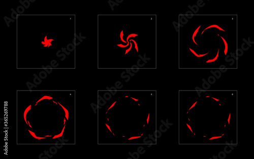 Shine fire effect. Fire explosion animation effect. Animation Sprite sheet for games, cartoon or animation. vector style animation effect 1514.