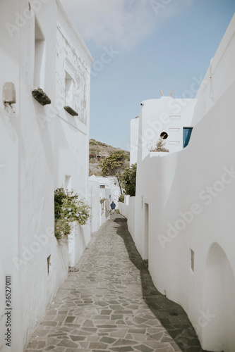 street in white greek village