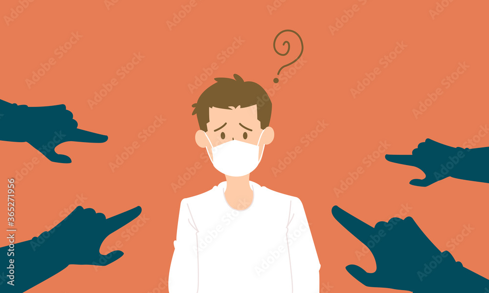 Man wearing face mask and hands pointing fingers to him for bullying and blame, Covid-19 concept, Flat vector design
Man wearing face mask and hands pointing fingers to him for bullying and blame, Covid-19 concept, Flat vector design