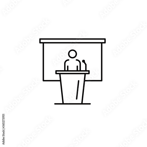 Lecture or speech front of Dais icon flat design element of UI and UX, Lecture front of Dais line art icon vector design, Modern vector logo pictogram concept