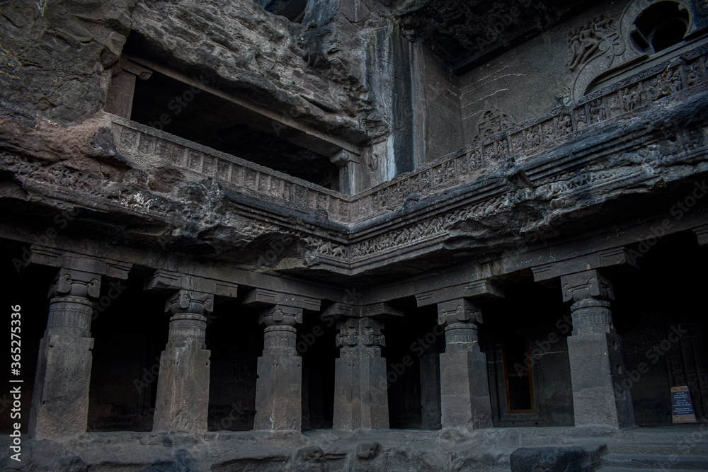 ancient stone carving ellora cave  aurangabad  maharastra india asia