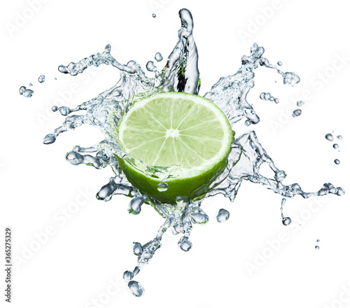 lime in spray of water.