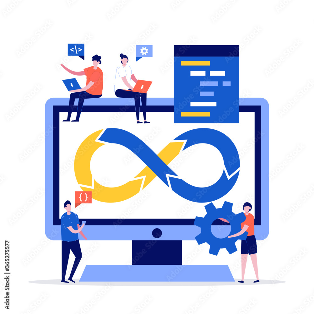 Programmers at work concept with characters. Modern vector illustration ...