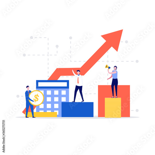 Financial administration vector illustration concept with characters. Modern flat style for landing page, mobile app, poster, flyer, template, web banner, infographics, hero images