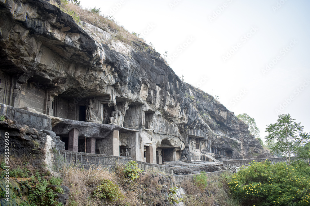 Fototapeta premium ancient stone carving ellora cave aurangabad maharastra india asia