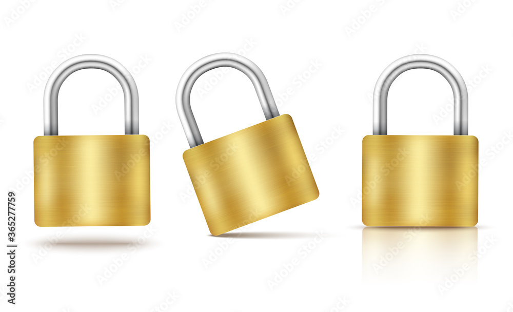 Vector locked padlock gold isolated on white Vector locked padlock gold isolated on white