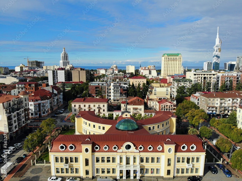 Georgia, Batumi. City Centre. View from above, perfect landscape photo, created by drone. Aerial travel photography