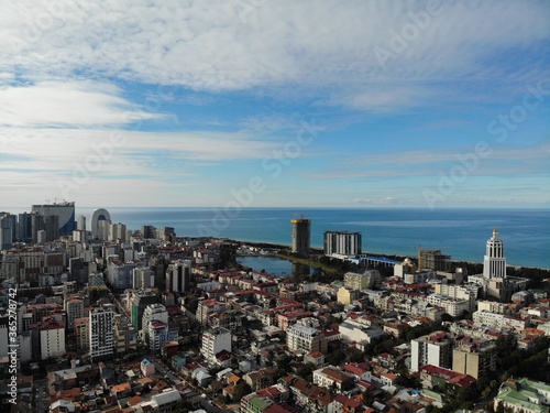 Georgia  Batumi. City Centre. View from above  perfect landscape photo  created by drone. Aerial travel sea photography