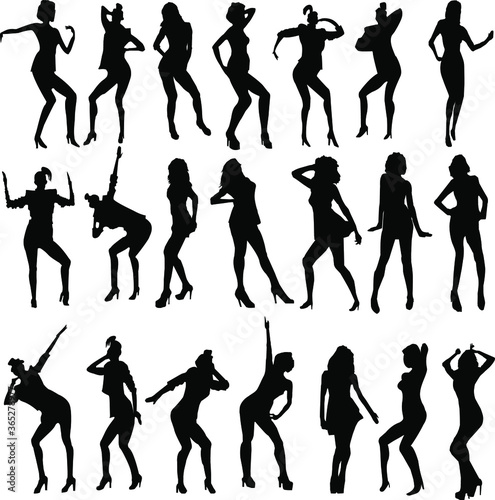 set of silhouettes of women
