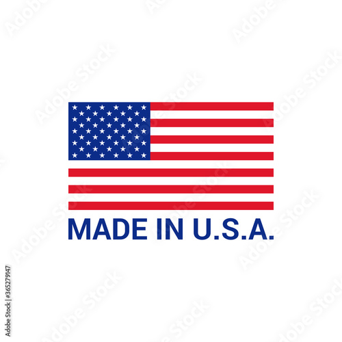 Made in USA production icon flag label logo badge United States of America flat vector EPS 10