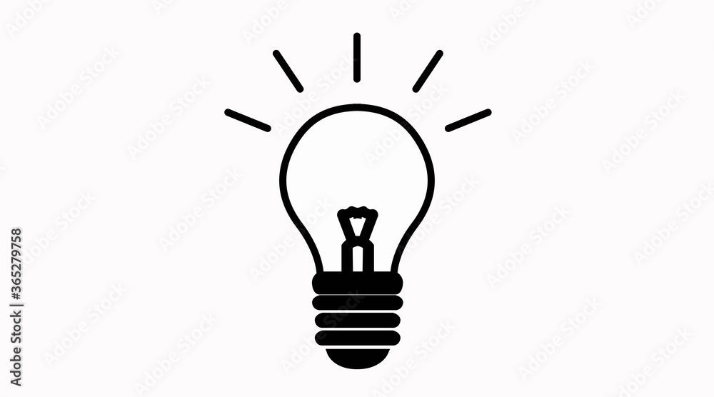 Vector Isolated Black and White Bulb Icon Vector Isolated Black and White Bulb Icon