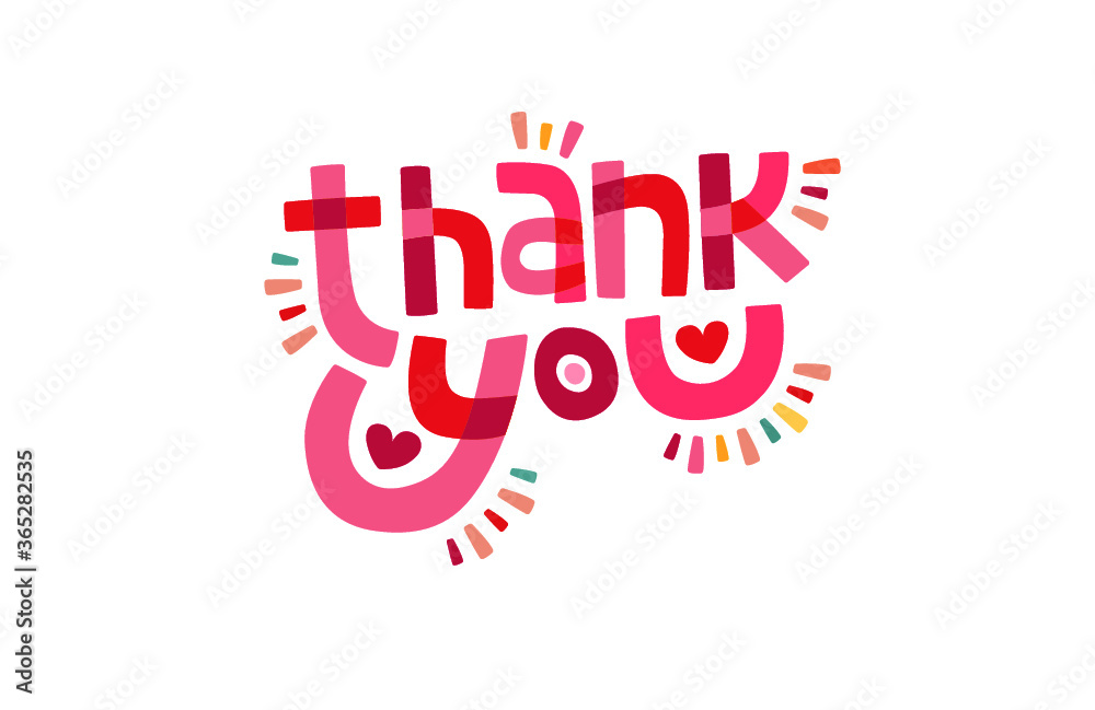 Naklejka premium Thank you text. Vector illustration. Friendly handwritten typography. Thank you words for note, sign, poster, card, banner. Isolated.