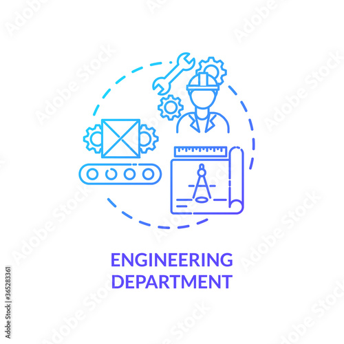 Engineering department blue gradient concept icon. Technical production. Professional service. Product management idea thin line illustration. Vector isolated outline RGB color drawing