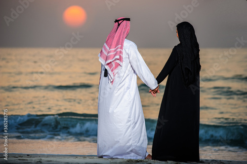 Portrait of Arabic dressed yang couple.