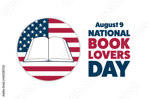 National Book Lovers Day. August 9. Holiday concept. Template for background, banner, card, poster with text inscription. Vector EPS10 illustration.