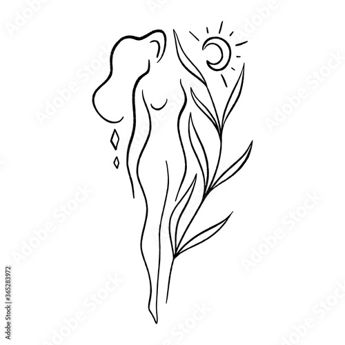 Line art woman. Self love and care concept. Continuous line drawing, fashion, beauty care minimalist vector, girl pretty face illustration. Perfect for t-shirt print.