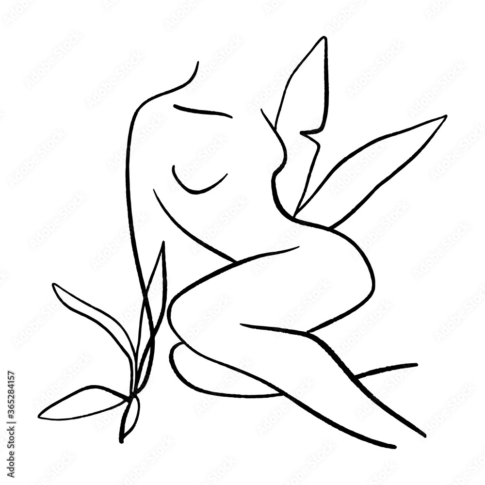 Line art woman. Self love and care concept. Continuous line drawing, fashion, beauty care minimalist vector, girl pretty face illustration. Perfect for t-shirt print.