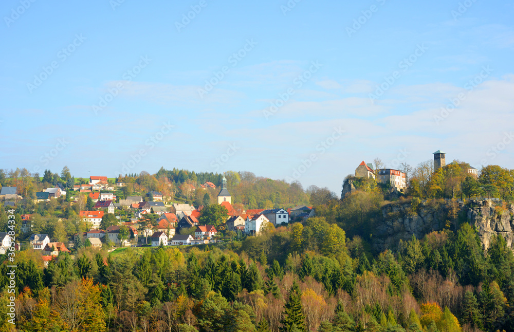 Saxon Switzerland the village Hohnstein in Germany during autumn season