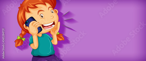 Cute girl talking on the phone cartoon character isolated