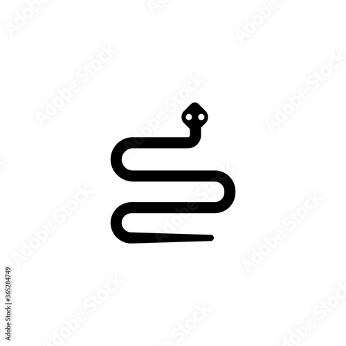Poison Snake, Exotic Pet, Danger Reptile. Flat Vector Icon illustration. Simple black symbol on white background. Poison Snake, Exotic Pet, Reptile sign design template for web and mobile UI element.