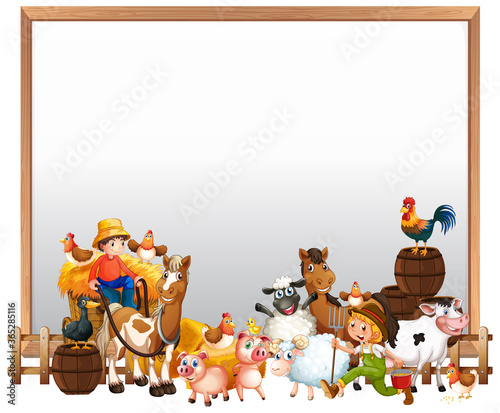 Blank board with animal farm set isolated © GraphicsRF