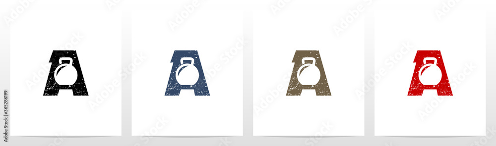 Kettlebell On Letter Logo Design A Kettlebell On Letter Logo Design A