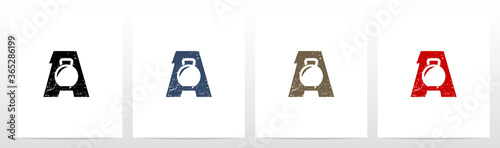 Kettlebell On Letter Logo Design A