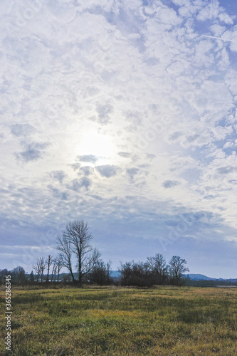 Durham, Connecticut: A deep blue, dramatic winter sky over White Farm, a public park.