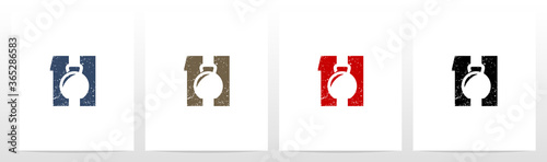 Kettlebell On Letter Logo Design H