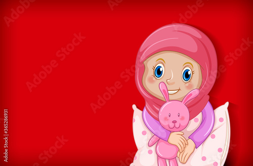 Happy muslim girl in pajamas