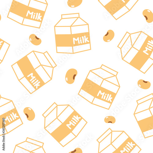 Soybean Milk Seamless Pattern. Milk Vector Pattern