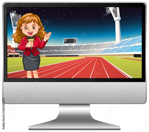 Sport news on computer screen isolated