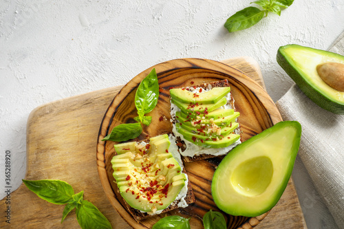 Healthy and tasty avocado sandwiches